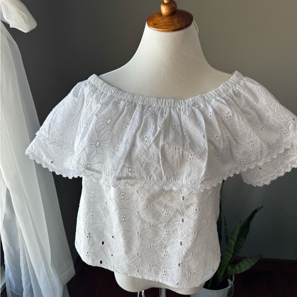 CALYPSO ST. BARTH WHITE OFF-SHOULDER BLOUSE | SIZE M - Picture 2 of 14